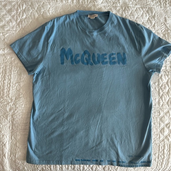 Alexander McQueen Light Blue Graffiti T-Shirt Worn Once - Picture 2 of 5